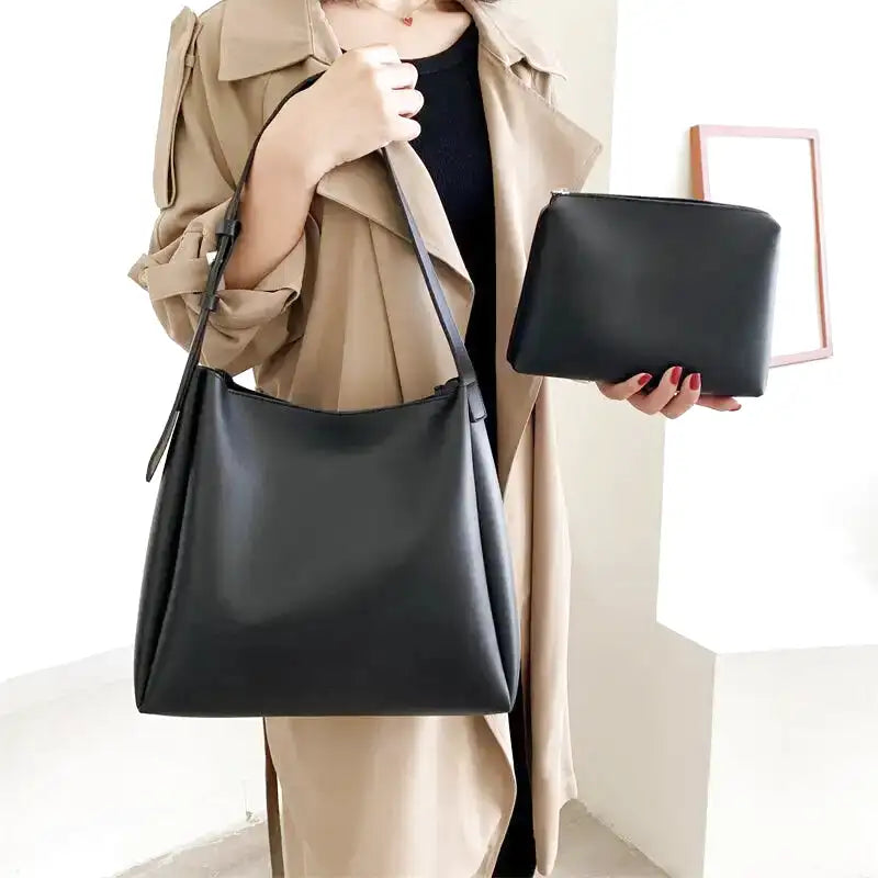 MELPOMENE - Hand bag Shoulder Large Capacity in Leather with Pouch - Image 6