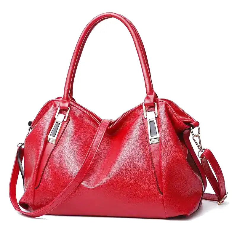 PLYMONIE - Large Capacity Simple Grained Leather Hand Bag - Image 3