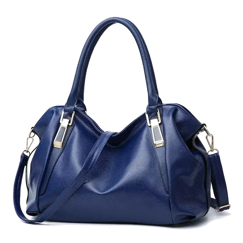 PLYMONIE - Large Capacity Simple Grained Leather Hand Bag - Image 7