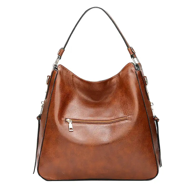 YUDITH - Large Leather Shoulder Hand Bag - Image 3