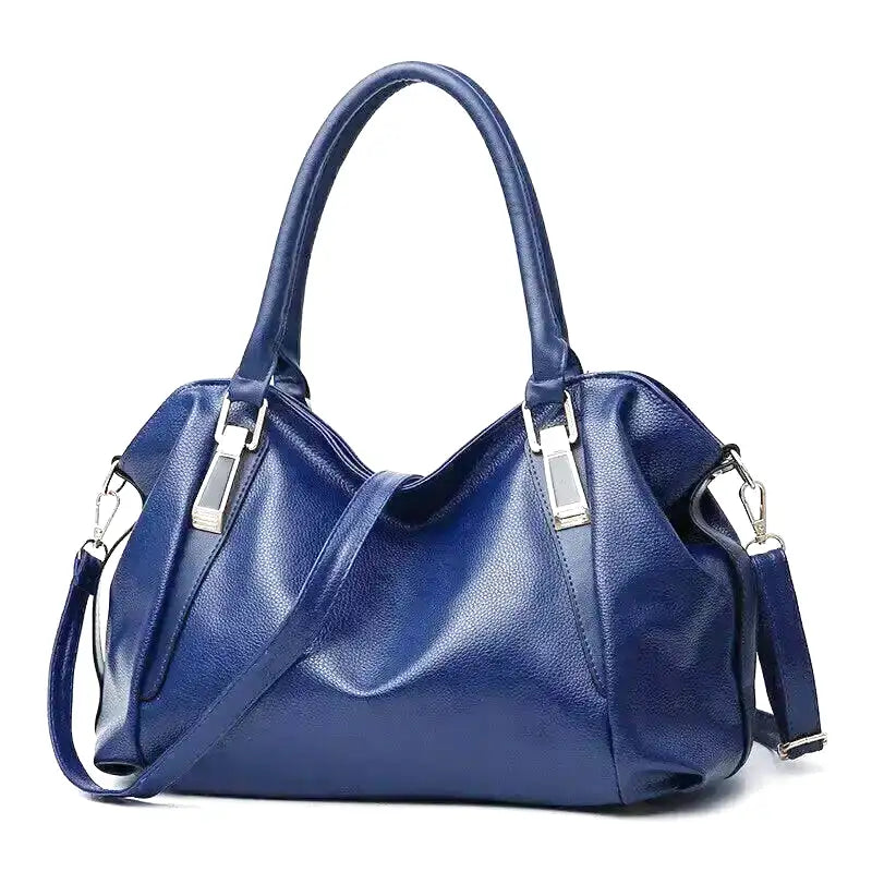 PLYMONIE - Large Capacity Simple Grained Leather Hand Bag - Image 5