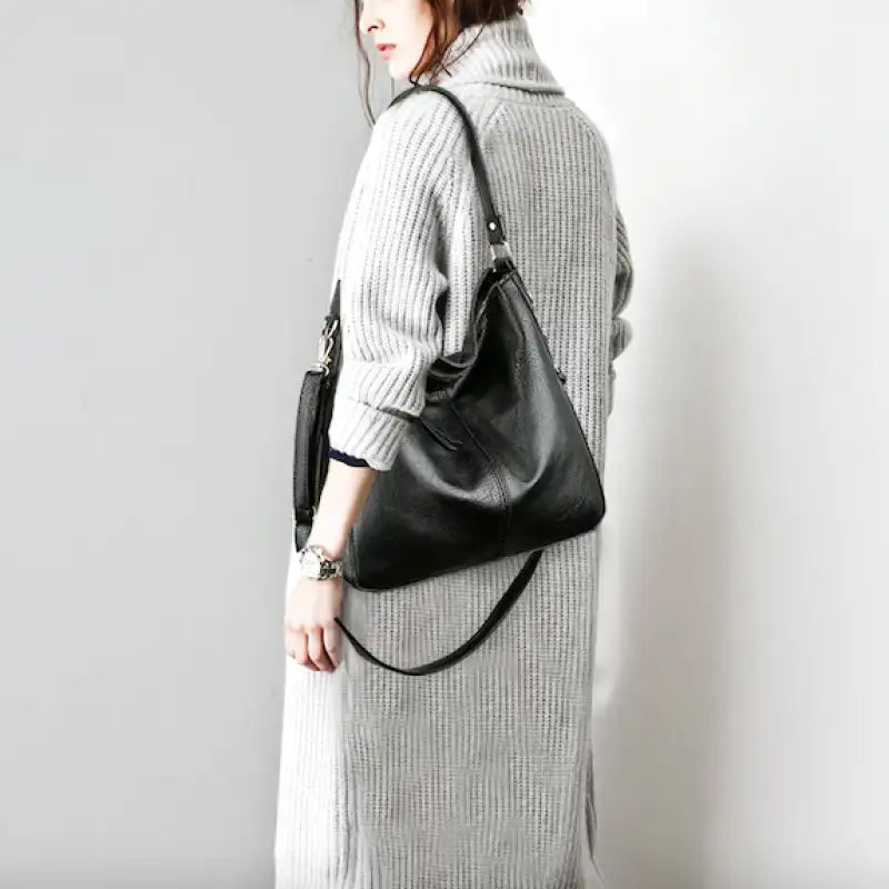 YUDITH - Large Leather Shoulder Hand Bag - Image 8