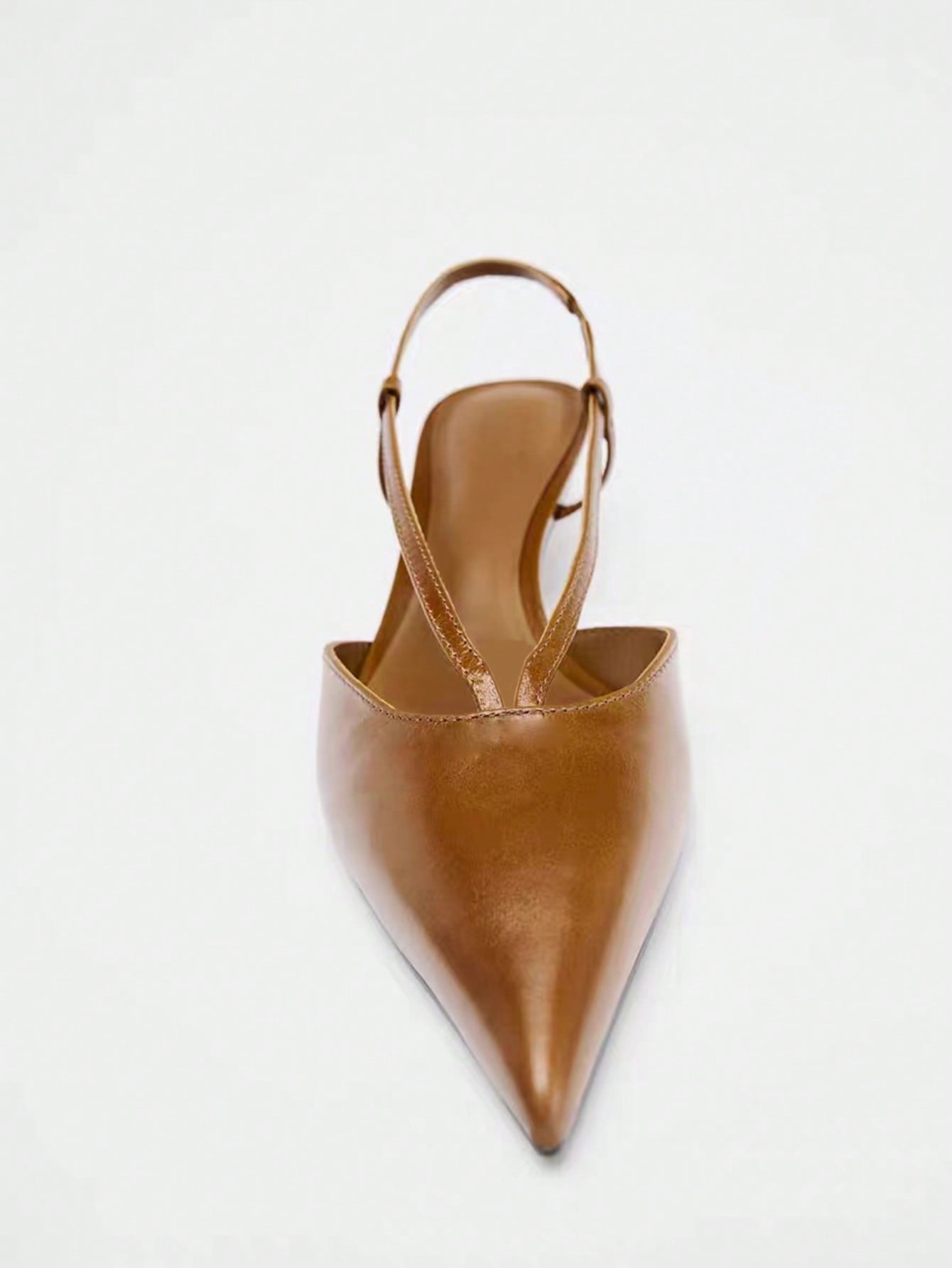 Women's Brown Leather Decorated Block Heel - Image 5