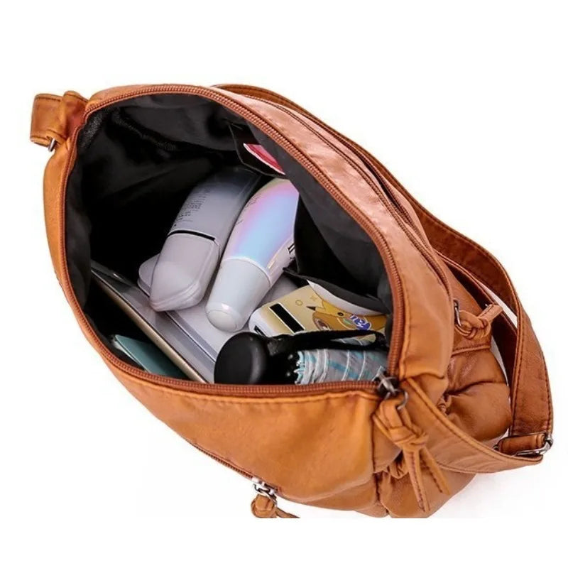 VANILLE - Sac à Main Multipoche en Bandoulière en Cuir - Image 5