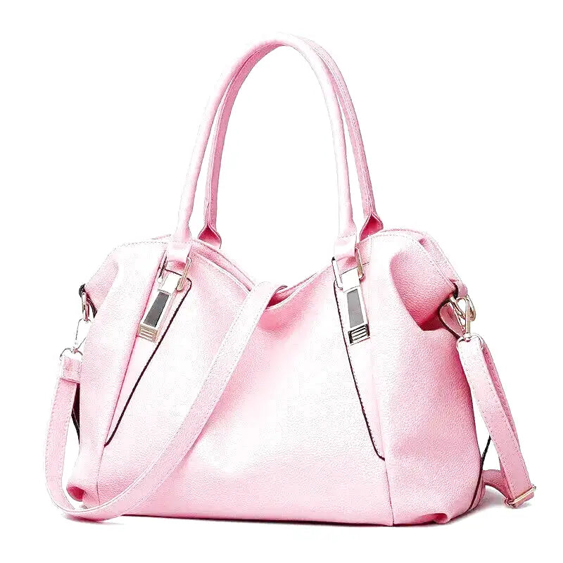 PLYMONIE - Large Capacity Simple Grained Leather Hand Bag - Image 4