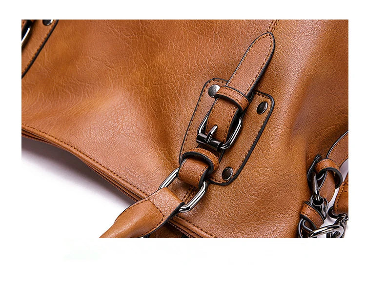 ERATO - Large Capacity Vintage Soft Leather Hand Bag with Shoulder Strap - Image 4