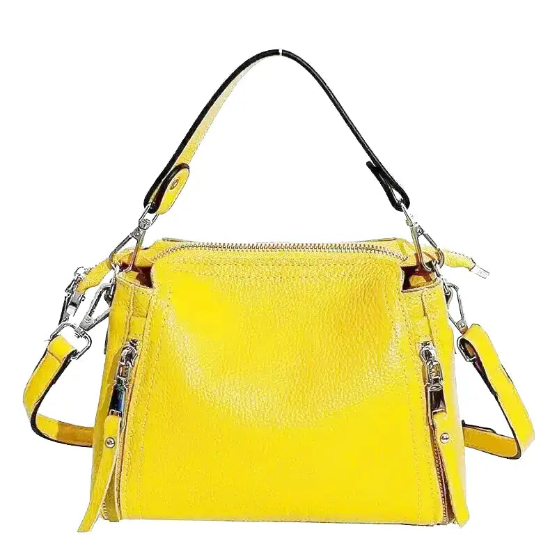SOFIA - Grained Leather Hand Bag with Shoulder Strap - Image 3