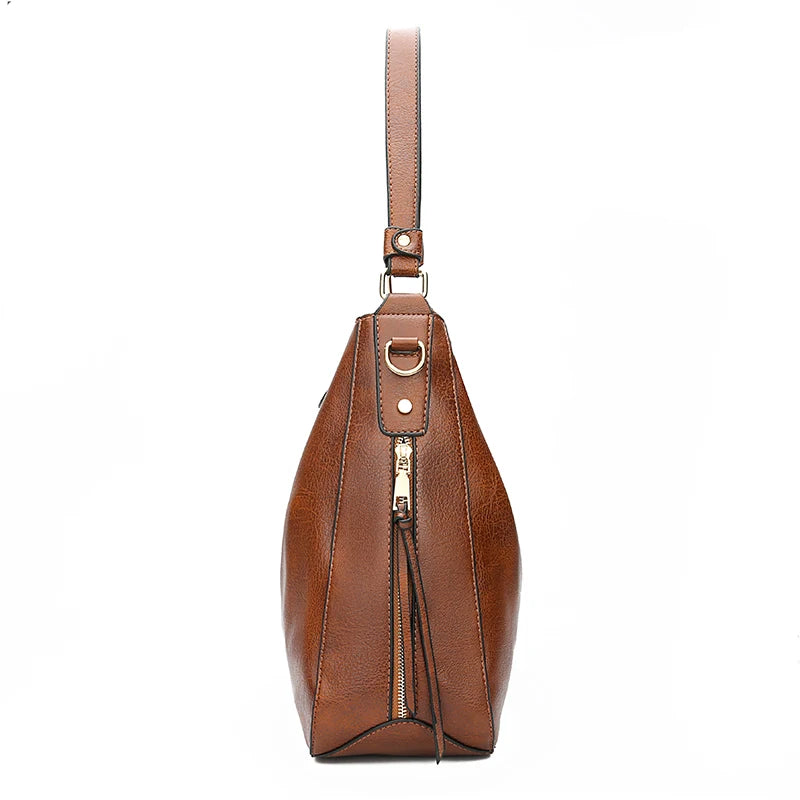 YUDITH - Large Leather Shoulder Hand Bag - Image 6