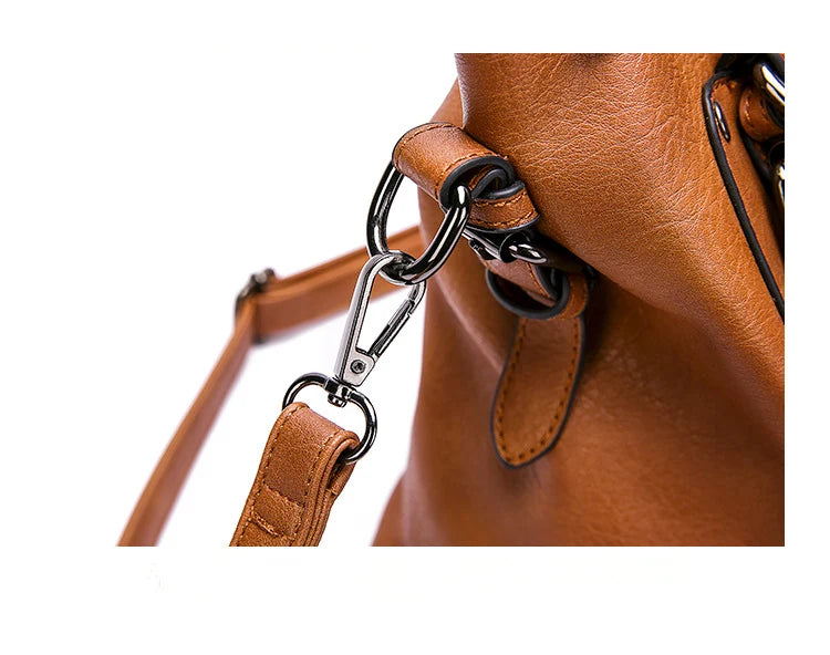 ERATO - Large Capacity Vintage Soft Leather Hand Bag with Shoulder Strap - Image 5
