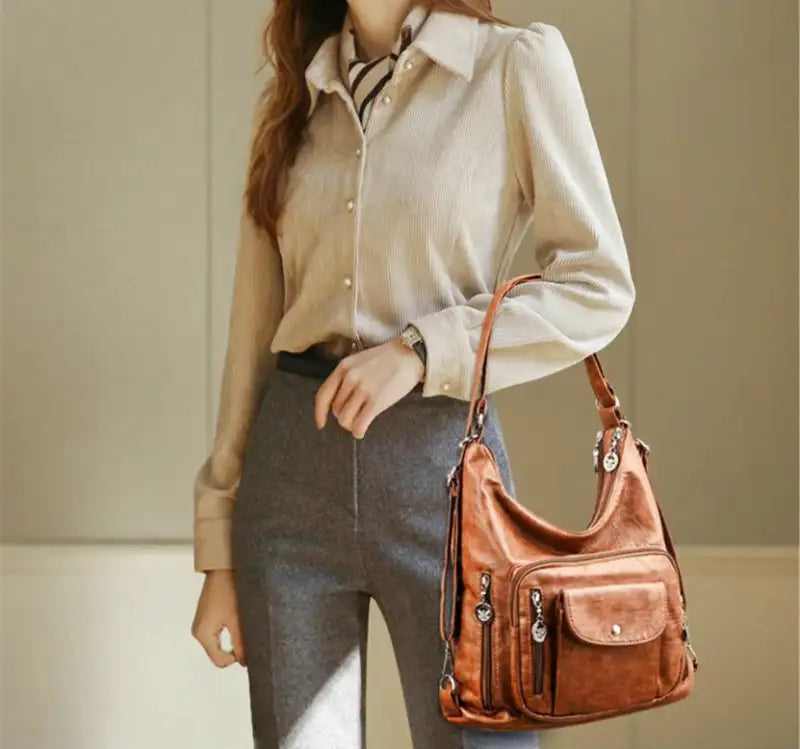 ODALIS - Crossbody Leather Hand Bag with Multiple Pockets - Image 8