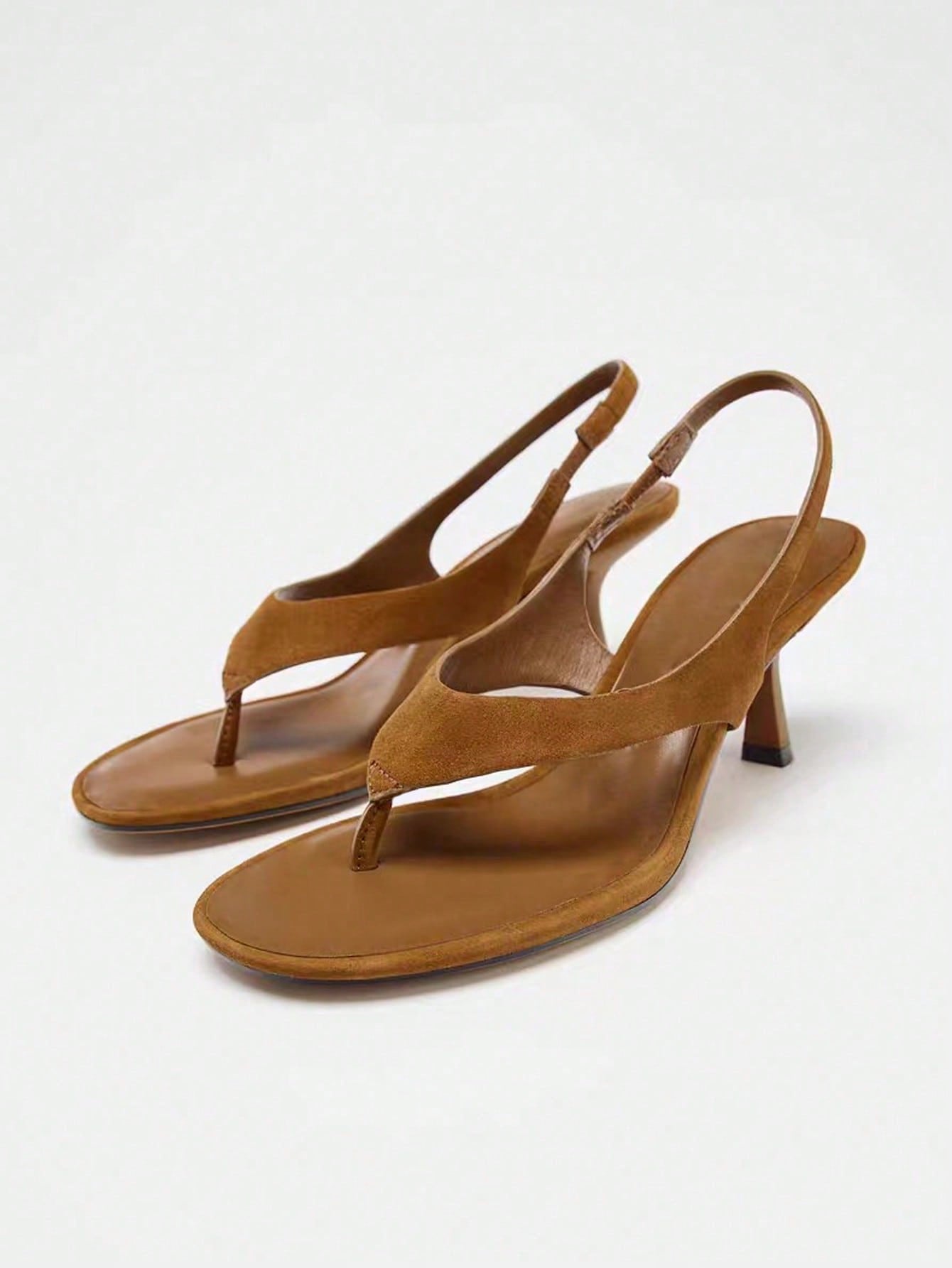 Women's Brown Open Toe High Heel Sandals - Image 4