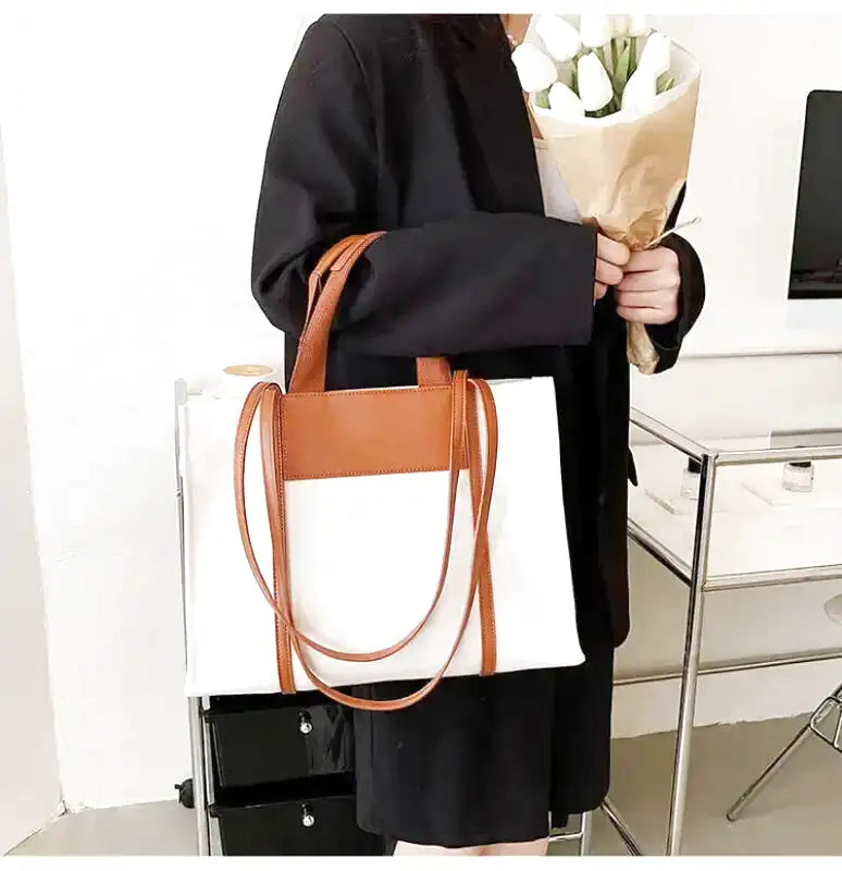 ISABELLE- Hand bag Canvas Shoulder Tote - Image 2
