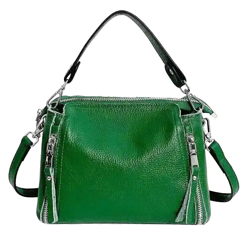 SOFIA - Grained Leather Hand Bag with Shoulder Strap - Image 2