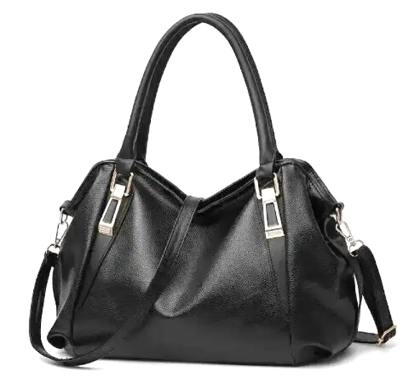 PLYMONIE - Large Capacity Simple Grained Leather Hand Bag