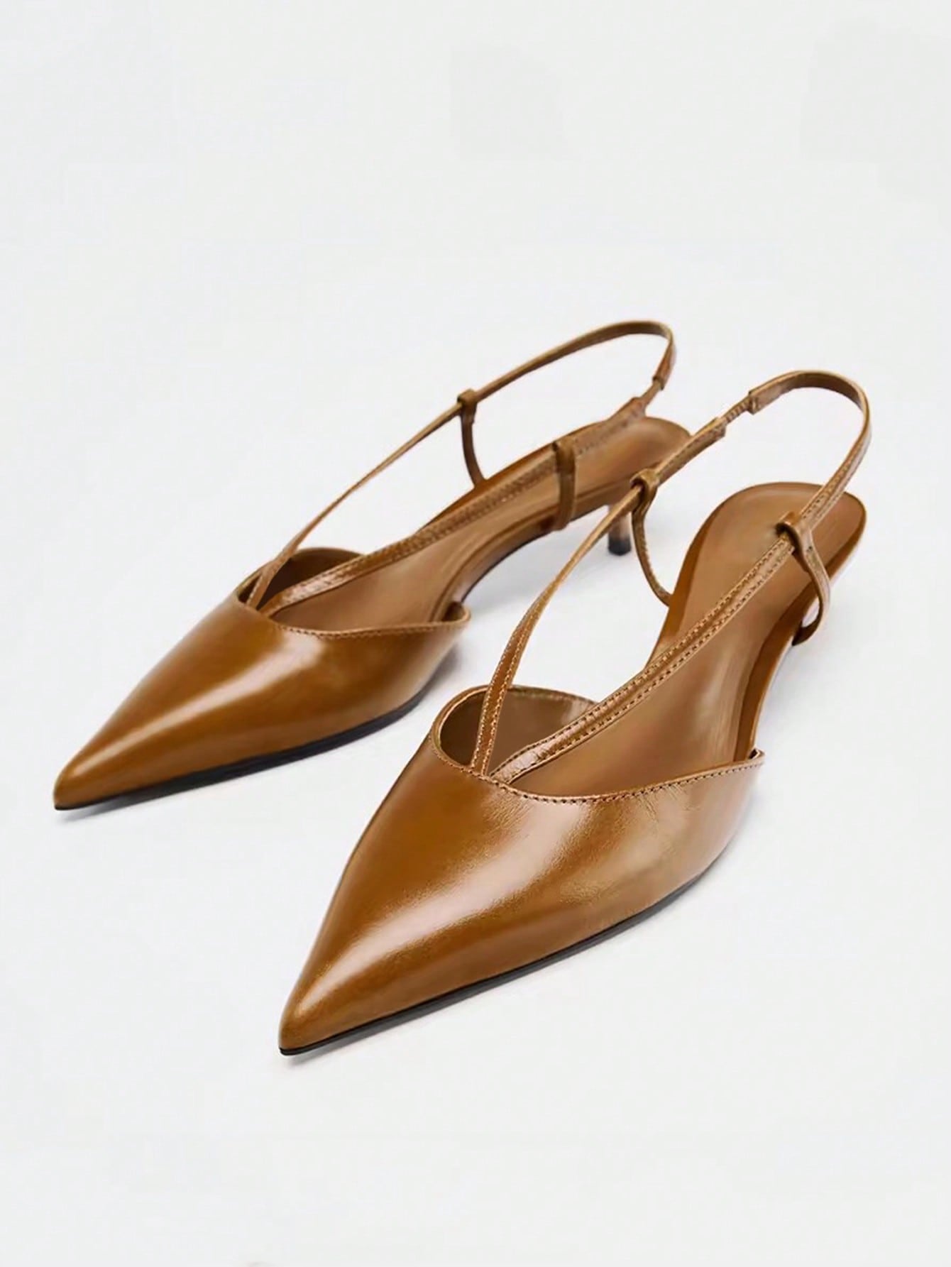 Women's Brown Leather Decorated Block Heel - Image 4