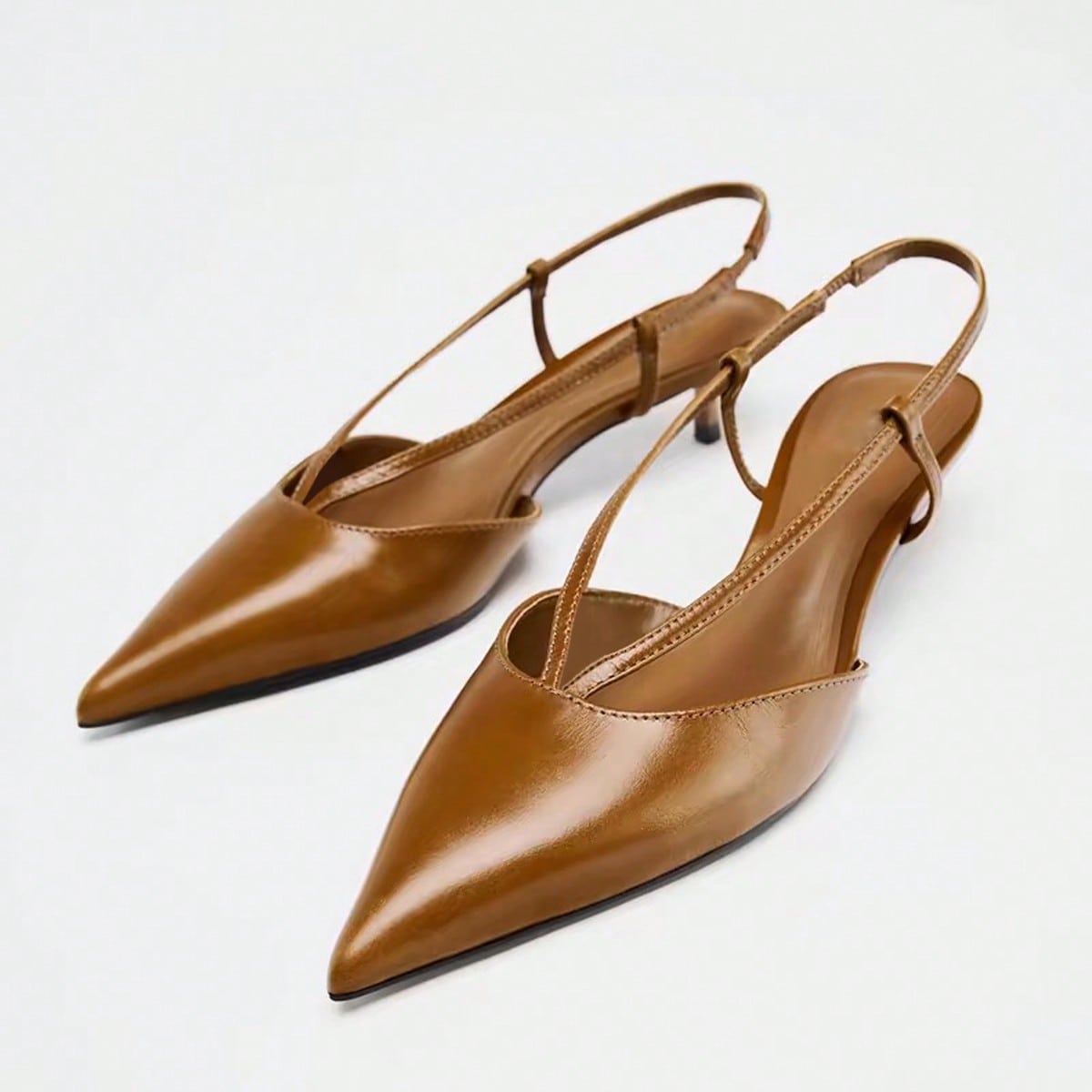 Women's Brown Leather Decorated Block Heel - Image 7
