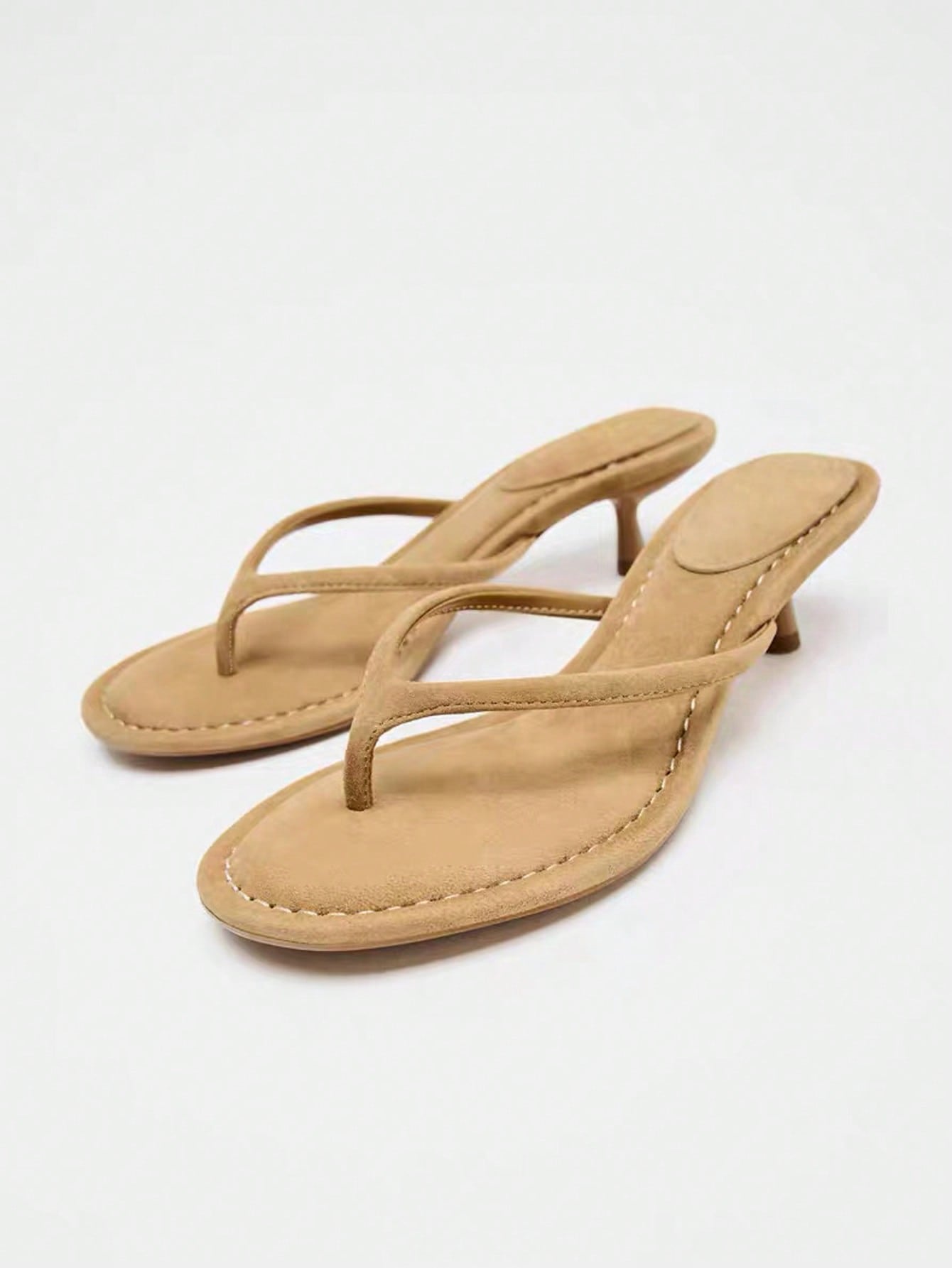 Women's Brown Suede Mid-Heel Wedge Sandals